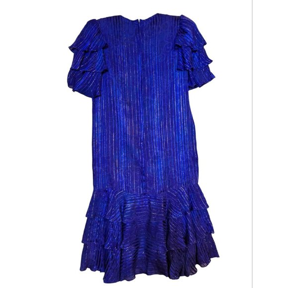 Anne Crimmins Dress Umi Collection Size 8 1980s SILK Vintage Ruffles Flounce - Picture 2 of 8